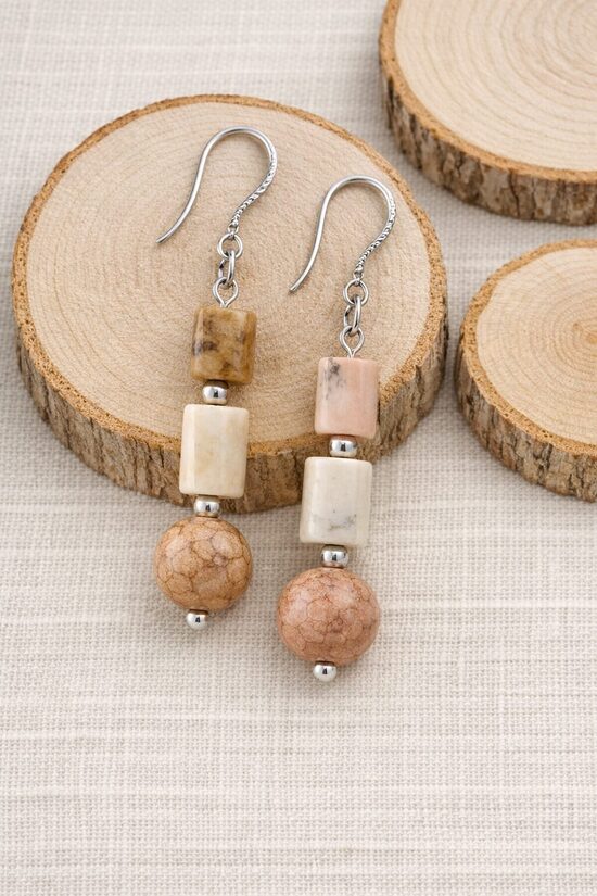 Dabīgo akmeņu auskari "Dabas pērles"